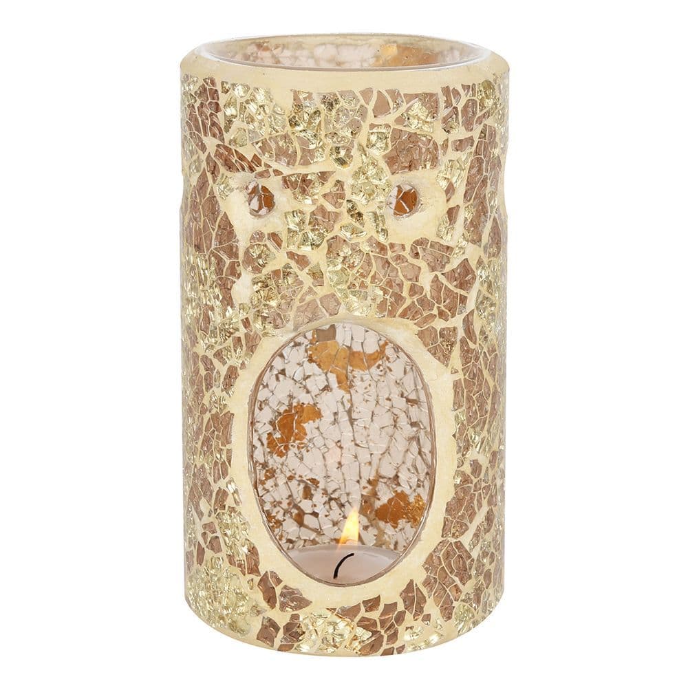 image-Gold Pillar Crackle Glass Oil Burner