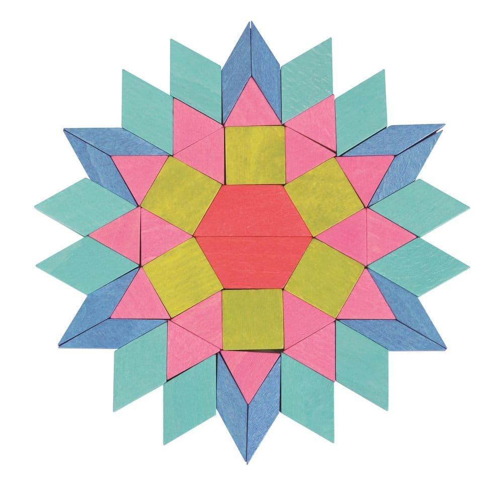 image-Lelin 250 Pcs Wooden Mosaic Blocks Set - Pattern Blocks Developmental Toy