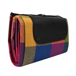 image-PACK OF 2 170x130cm Multicoloured Waterproof Folding Picnic Blanket with Sandproof Backing & Carry Handle