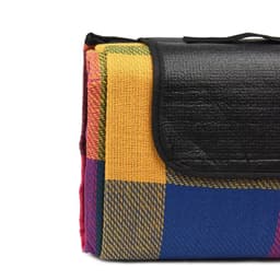 image-PACK OF 2 170x130cm Multicoloured Waterproof Folding Picnic Blanket with Sandproof Backing & Carry Handle
