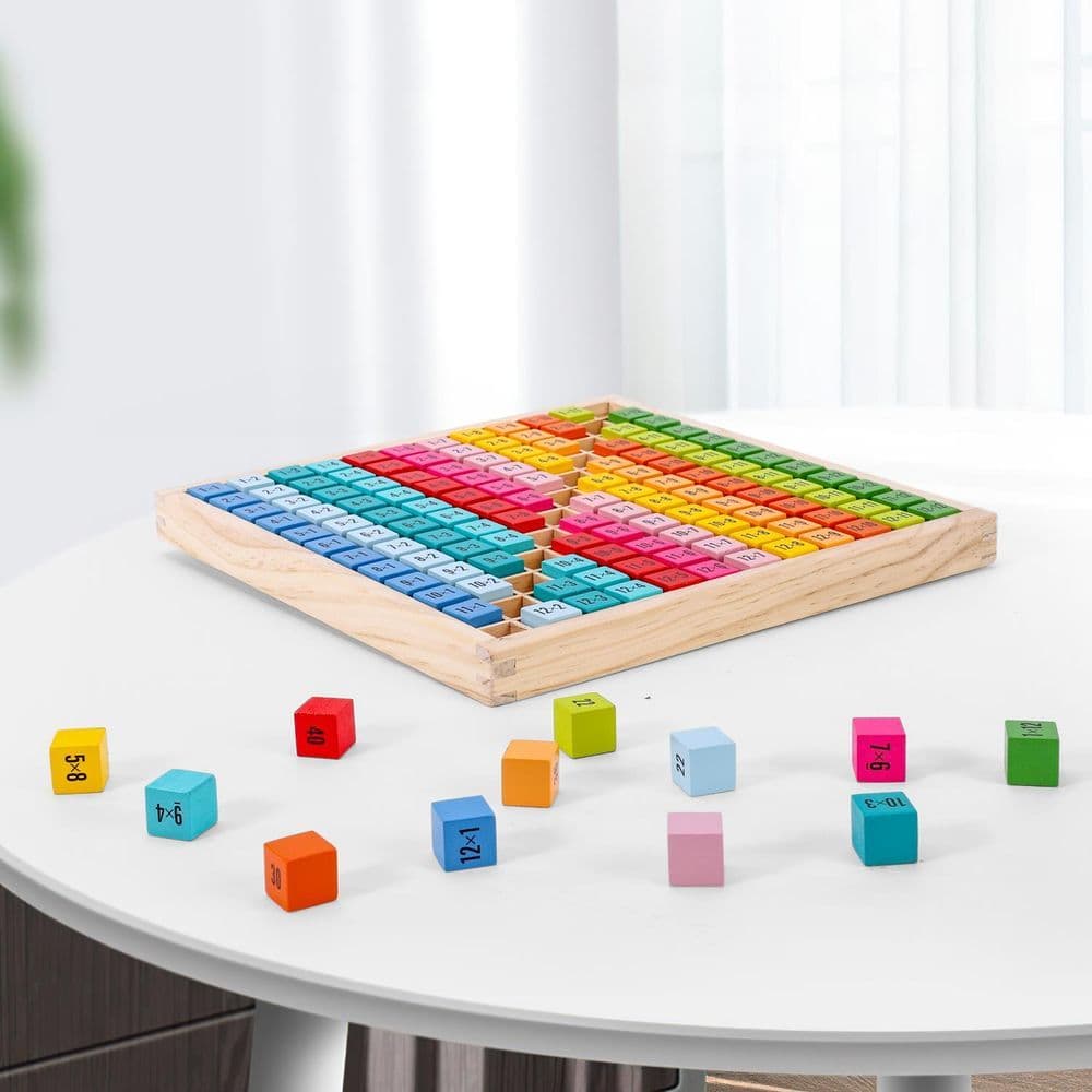 image-SOKA Wooden 1-12 Times Table 145pc Colourful Board Montessori Math for Kids 3+