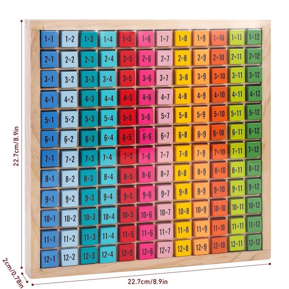 image-SOKA Wooden 1-12 Times Table 145pc Colourful Board Montessori Math for Kids 3+