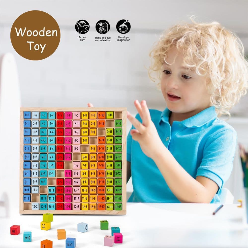 image-SOKA Wooden 1-12 Times Table 145pc Colourful Board Montessori Math for Kids 3+