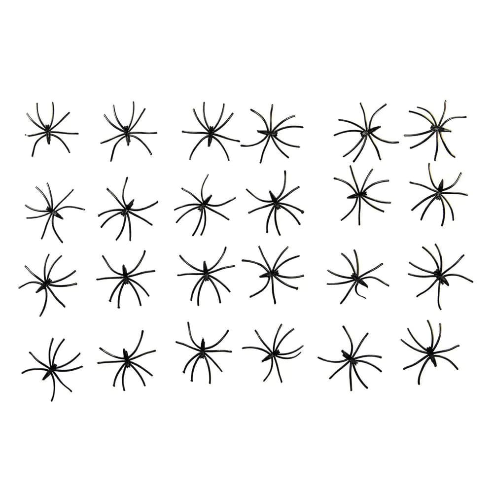 image-PACK OF 2 Pack of 24 Spooky Black Plastic Spiders 5cm Halloween Party Novelty Decorations