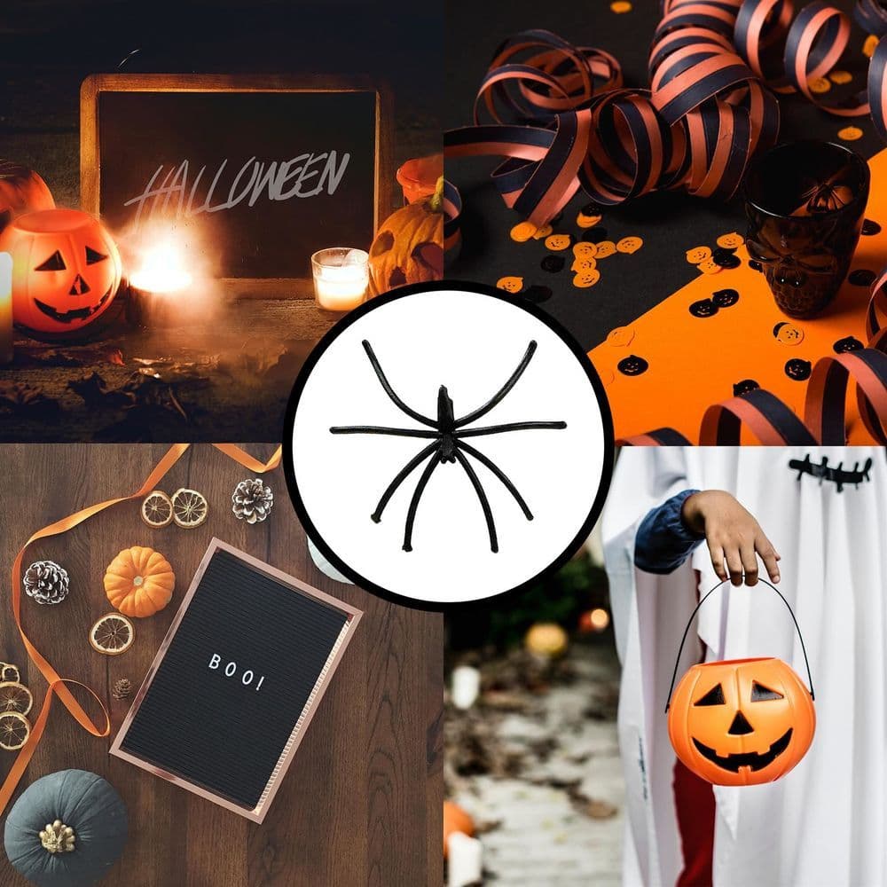 image-PACK OF 2 Pack of 24 Spooky Black Plastic Spiders 5cm Halloween Party Novelty Decorations