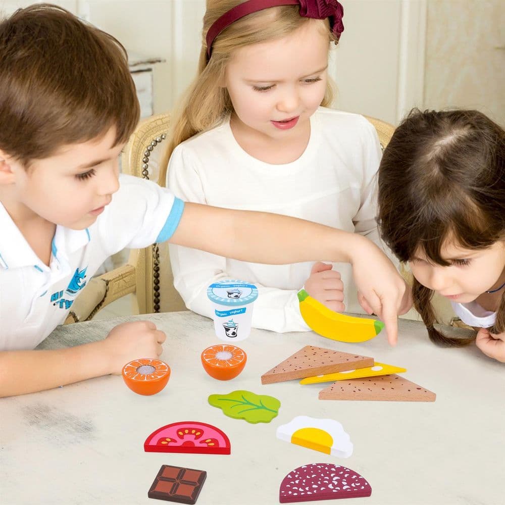 image-Wooden Lunchbox Sandwich Set Pretend Play Traditional Lunch Box for Kids 3+
