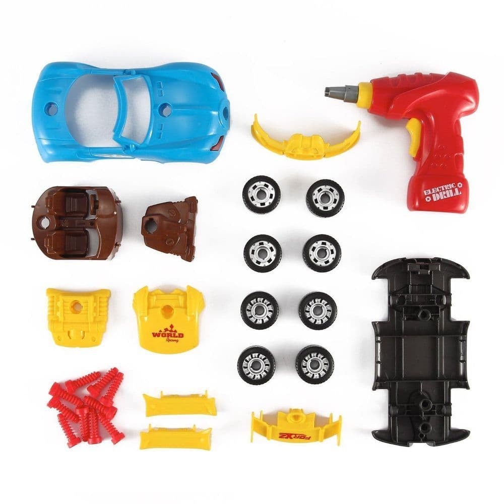 image-SOKA 30 PC Racing Car Take-A-Part Toy for Kids with Tool Drill Light & Sound