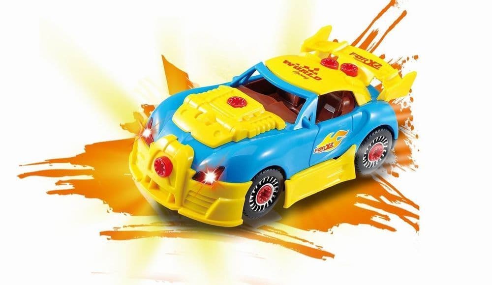 image-SOKA 30 PC Racing Car Take-A-Part Toy for Kids with Tool Drill Light & Sound