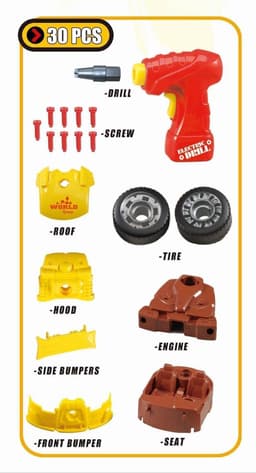 image-SOKA 30 PC Racing Car Take-A-Part Toy for Kids with Tool Drill Light & Sound