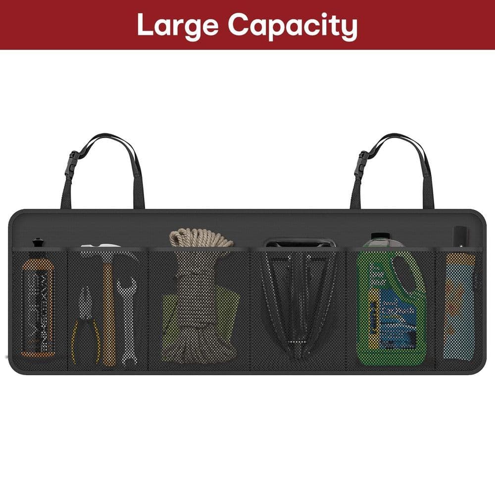 image-Pocket Organiser Car Mesh Black Storage Seat Multi Hanging Pocket Bag