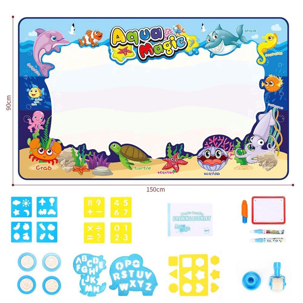 image-SOKA 150 X 90 cm Large Size Magic Water Aqua Doodle Drawing Mat, Handwriting Toy