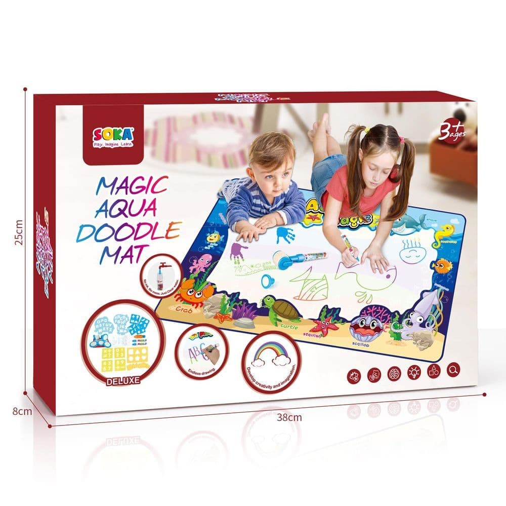 image-SOKA 150 X 90 cm Large Size Magic Water Aqua Doodle Drawing Mat, Handwriting Toy