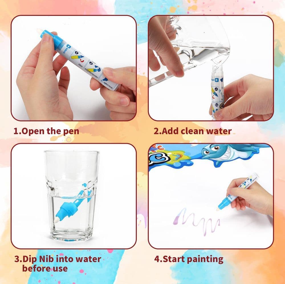 image-SOKA 150 X 90 cm Large Size Magic Water Aqua Doodle Drawing Mat, Handwriting Toy