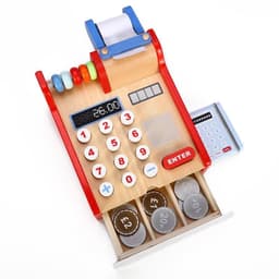 image-SOKA Wooden Cash Register Children’s Shop Grocery Checkout Till Toy