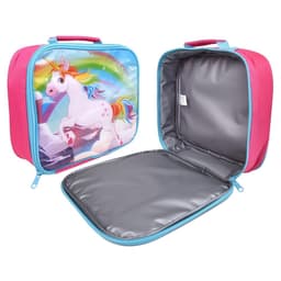 image-UNICORNS Characters Insulated Pink Rectangular Lunch Bag for Kids 26 x 21 x 7 cm