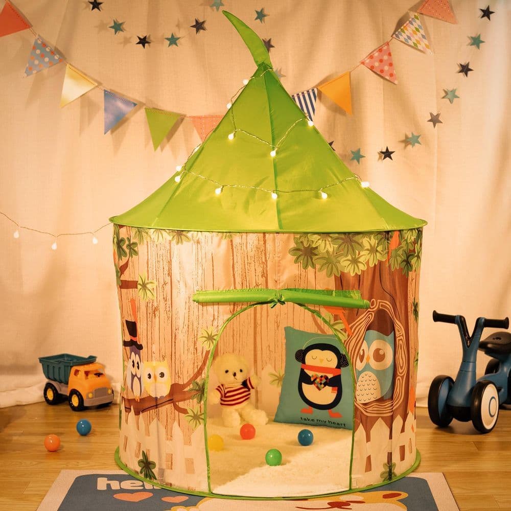 image-SOKA Play Tent Pop Up Indoor or Outdoor Garden Owl Playhouse Tent for Kids Childrens