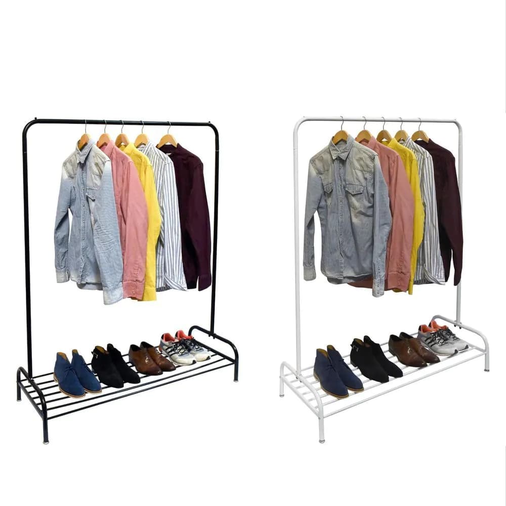 image-Heavy Duty Metal Clothes Rail Stand & Storage Shelf 160x45x120cm