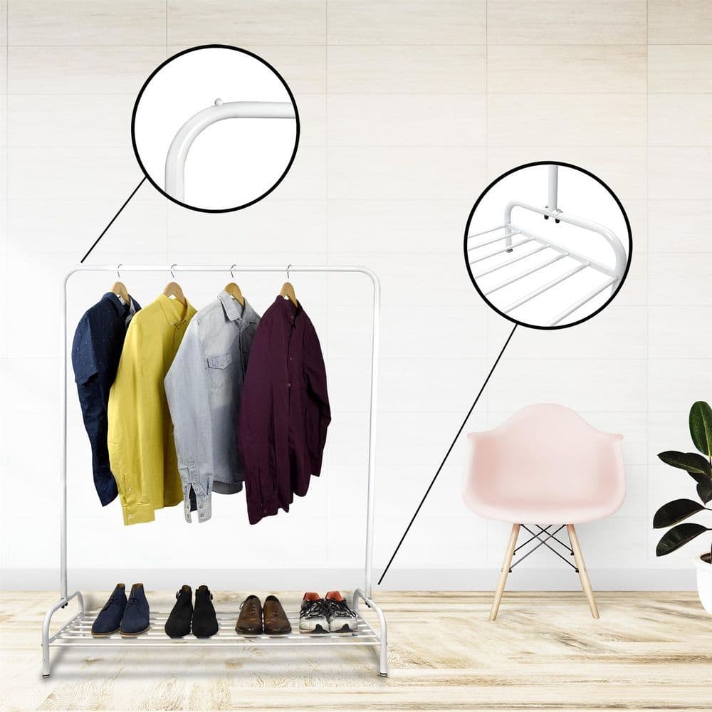 image-Heavy Duty Metal Clothes Rail Stand & Storage Shelf 160x45x120cm