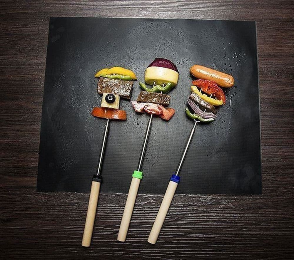 image-2 - 6PC Universal Non-Stick BBQ Grill Mat 40 x 33cm Reusable Dishwasher Safe