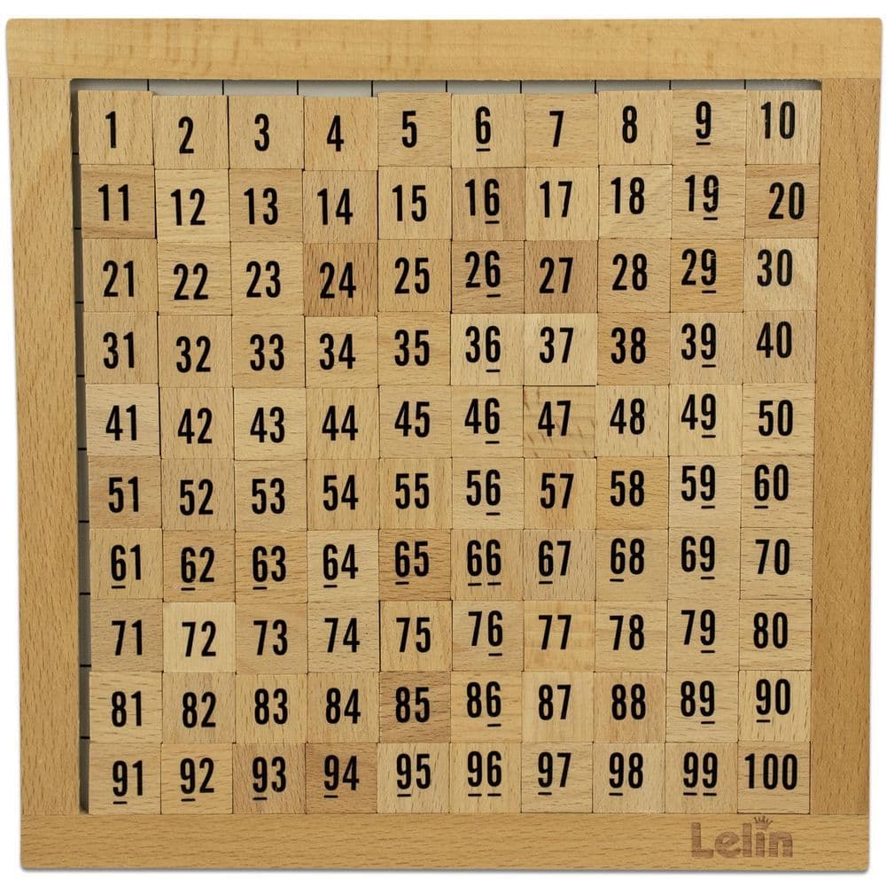 image-LELIN Wooden Hundred Board Game - 1 To 100 Consecutive Numbers Montessori Maths