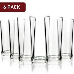 image-Set of 6 Traditional Highball Glasses - 250ml (8.8oz) for Drinks Mixer Juice Beers Cold Drinks Hiball Glass