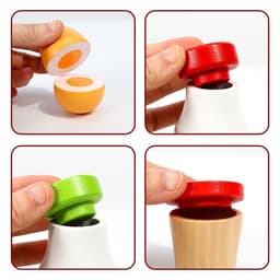 image-SOKA Wooden Breakfast Set 19 PCS Pretend Play Toys Toast Eggs Milk for Kids 3+