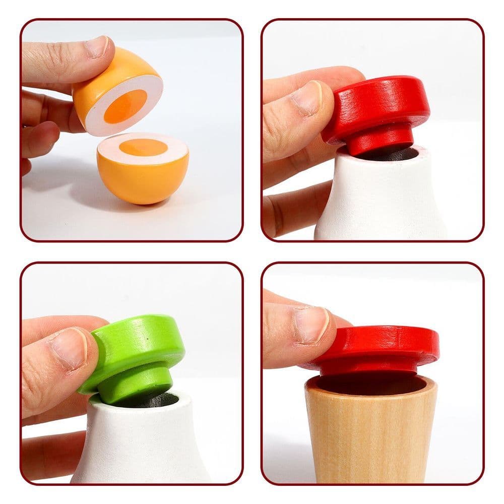 image-SOKA Wooden Breakfast Set 19 PCS Pretend Play Toys Toast Eggs Milk for Kids 3+