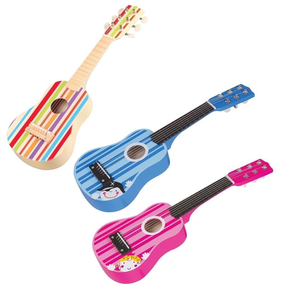 image-Lelin Wooden Striped Decor Guitar Children Musical Instrument Play Music 3+