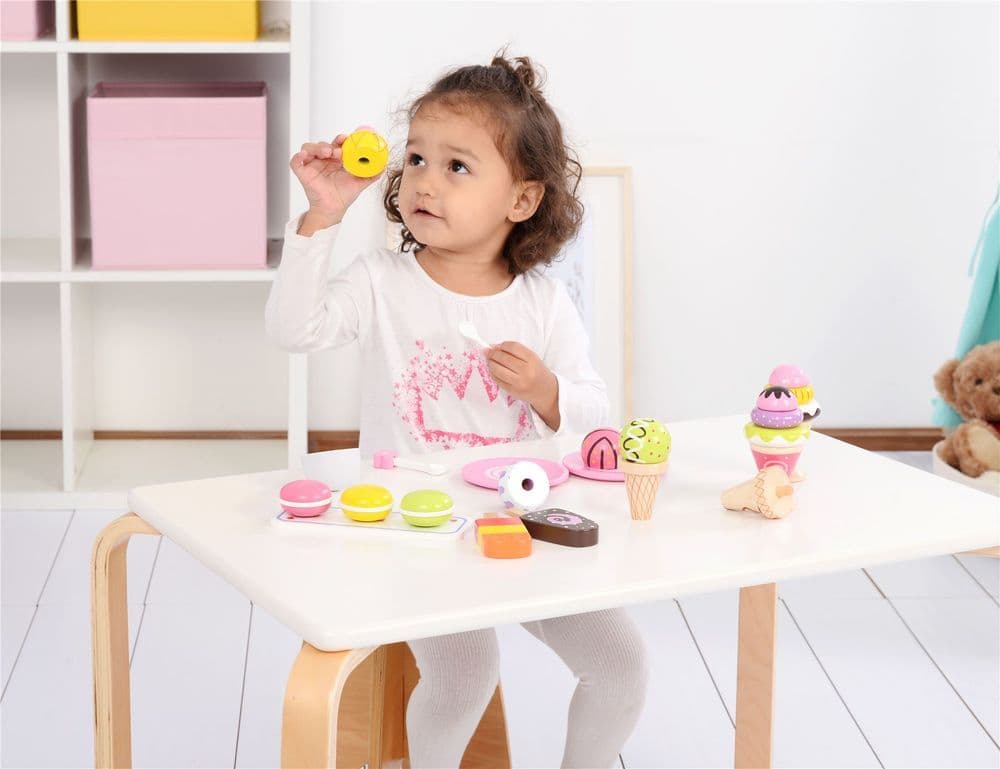image-Lelin Wooden 25 Pieces Ice Cream Selection Pretend Play Set