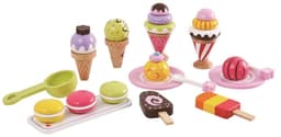 image-Lelin Wooden 25 Pieces Ice Cream Selection Pretend Play Set