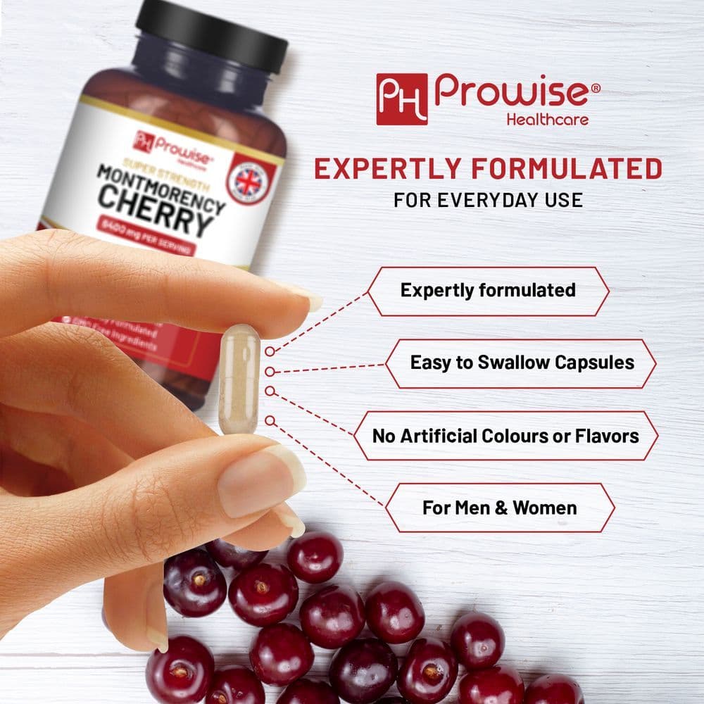 image-Montmorency Cherry 6400mg - 200 Tart Cherry Capsules - Natural Tart Cherry Extract Supplement for Men & Women
