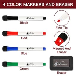 image-Magnetic Whiteboard 45 x 60 cm Size with 4 Dry Wipe Pens and Eraser