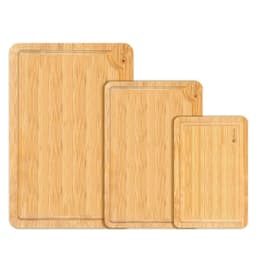 image-Bamboo Chopping Board Set of 3 100% Natural Wooden Kitchen Cutting Board