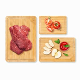image-Bamboo Chopping Board Set of 3 100% Natural Wooden Kitchen Cutting Board
