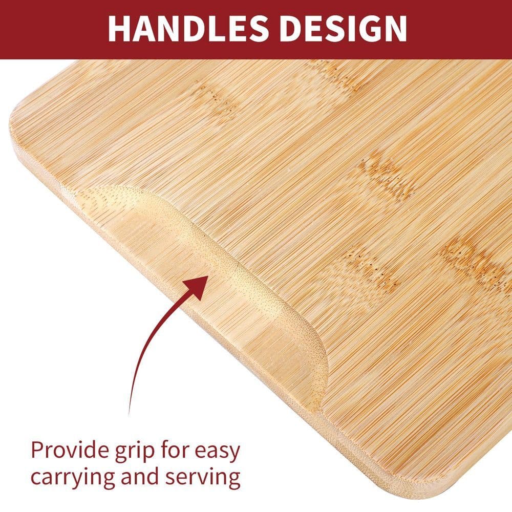 image-Bamboo Chopping Board Set of 3 100% Natural Wooden Kitchen Cutting Board