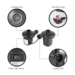 image-Electric Air Pump for Air Bed Mattress Inflatables Paddling Pool Beach Toys Inflator Deflator 3 Nozzles