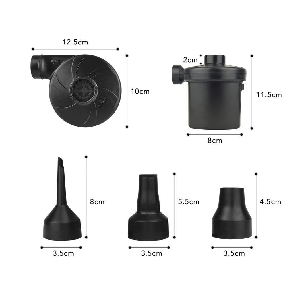 image-Electric Air Pump for Air Bed Mattress Inflatables Paddling Pool Beach Toys Inflator Deflator 3 Nozzles