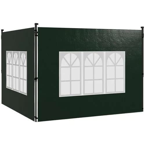image-Outsunny Gazebo Side Panels for 3x3(m) or 3x6m Gazebo Canopy, 2 Pack, Green