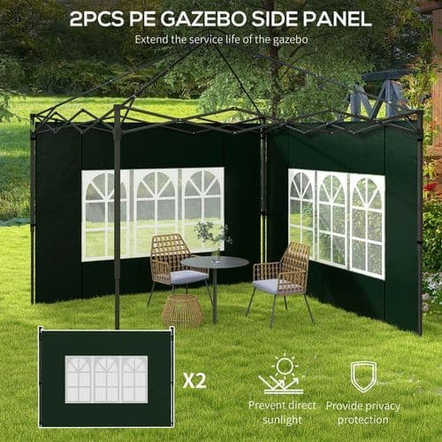 image-Outsunny Gazebo Side Panels for 3x3(m) or 3x6m Gazebo Canopy, 2 Pack, Green