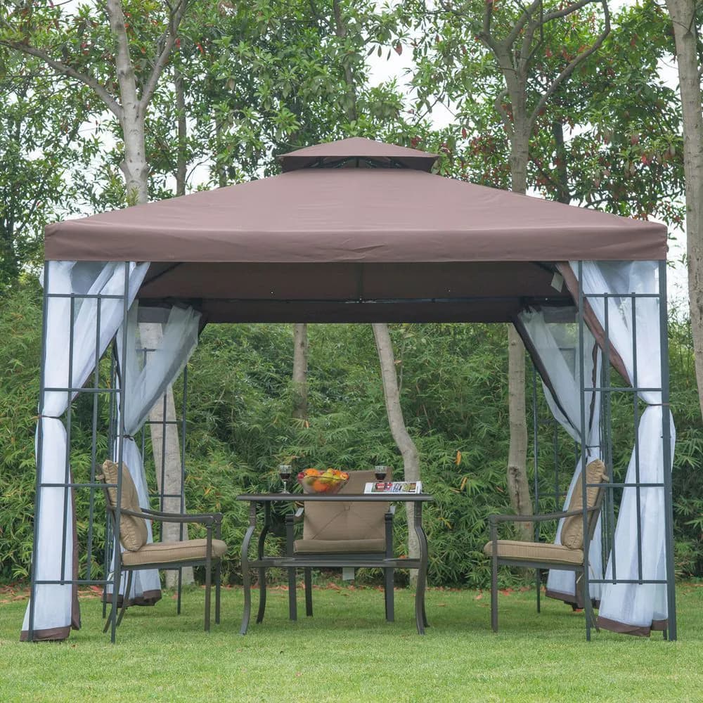 image-3x3m Gazebo Marquee Metal Party Tent Canopy Pavillion Steel Frame