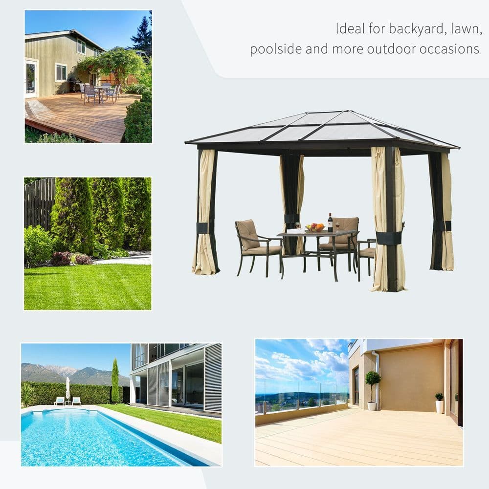 image-Garden Party Tent Gazebo 3x3.6 m-Brown/Beige