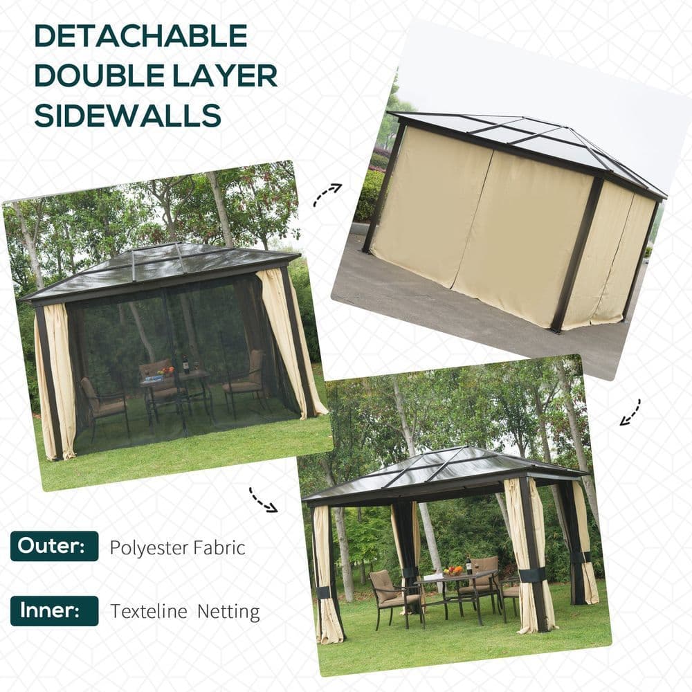 image-Garden Party Tent Gazebo 3x3.6 m-Brown/Beige