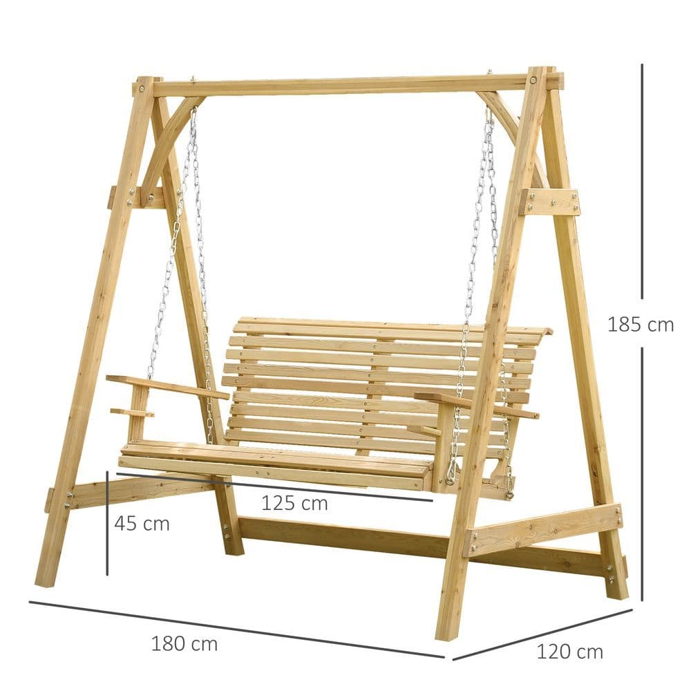 image-2-Seater Larch Wood Swing Chair Bench