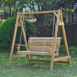 image-2-Seater Larch Wood Swing Chair Bench