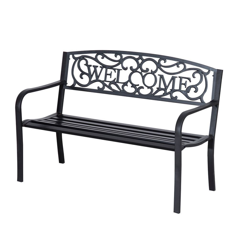 image-126Lx60Wx85H cm Steel Bench-Black