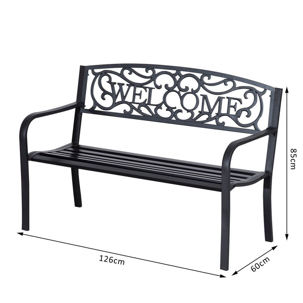 image-126Lx60Wx85H cm Steel Bench-Black