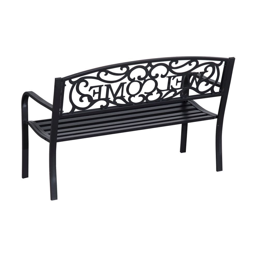 image-126Lx60Wx85H cm Steel Bench-Black