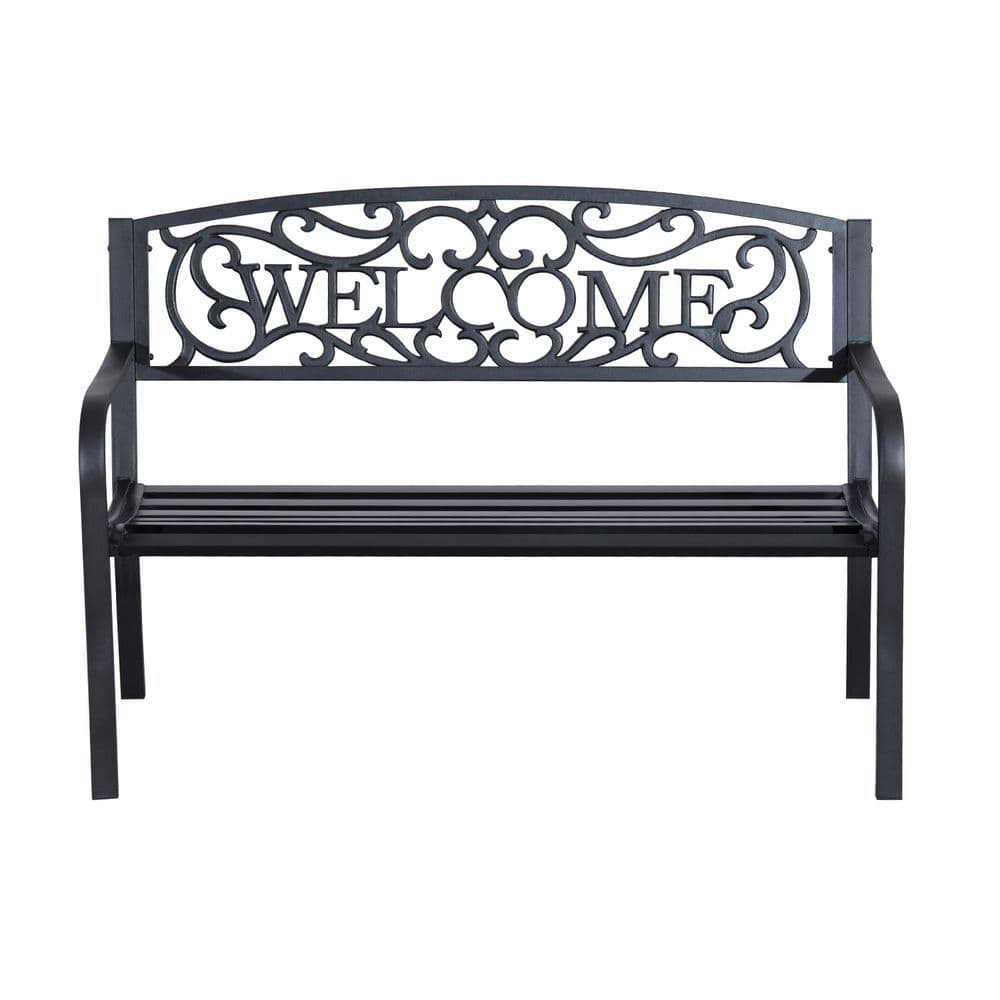 image-126Lx60Wx85H cm Steel Bench-Black