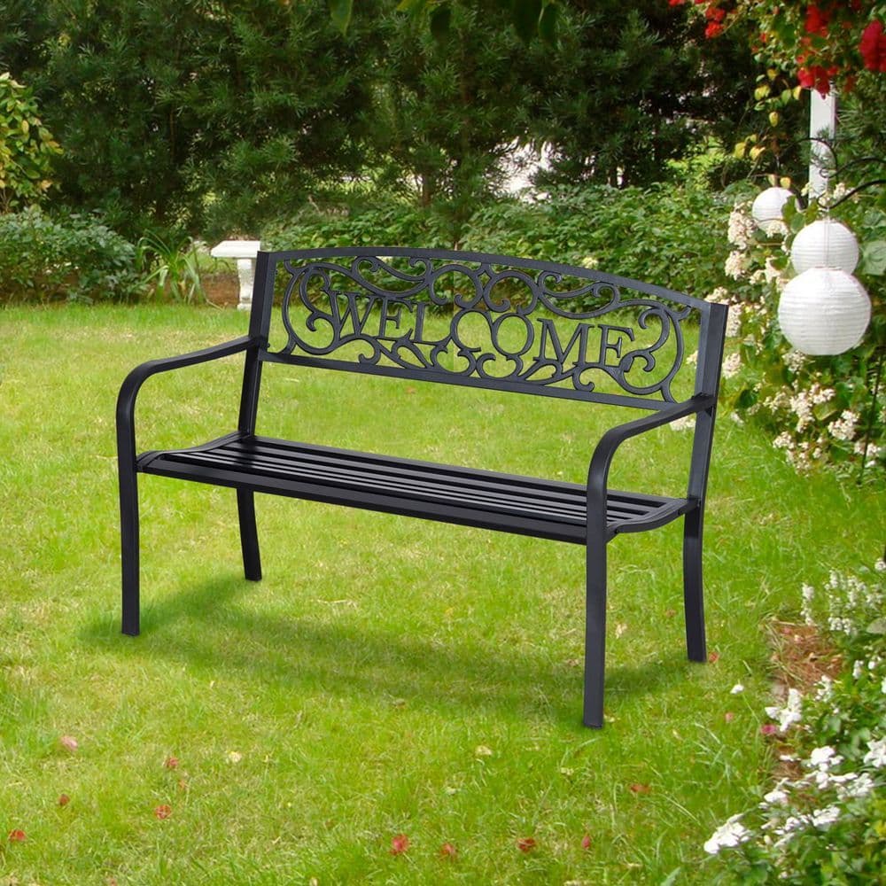 image-126Lx60Wx85H cm Steel Bench-Black
