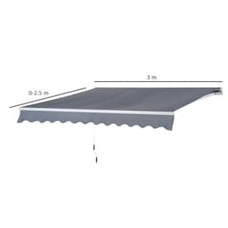 image-3x2.5m Manual Awning Canopy Sun Shade Shelter with Winding Handle, Grey
